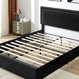 Platform Bed Frame Black Metal Frame Full Size Platform Bed with 4-Storage Drawers, Upholstered bed with Headboard