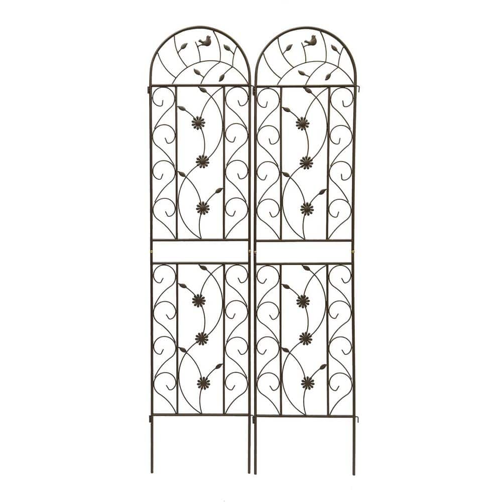 2 Pack 86.7 x 19.7 Metal Garden Trellis Brown Metal Coated Rustproof T