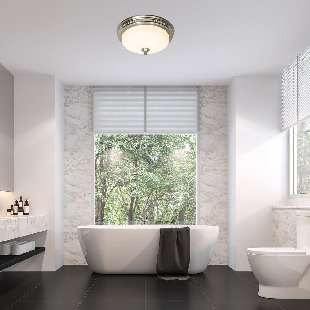 Brushed Nickel Ceiling Mount Bathroom Exhaust Fan with LED Light