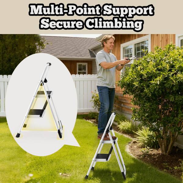 2 Step Ladder, Folding Step Stool with Anti-Slip and Wide Pedal