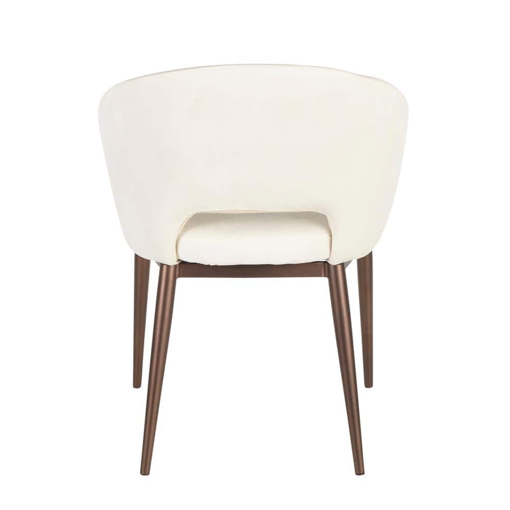 Cream Velvet Arm Chair with Copper Metal Legs