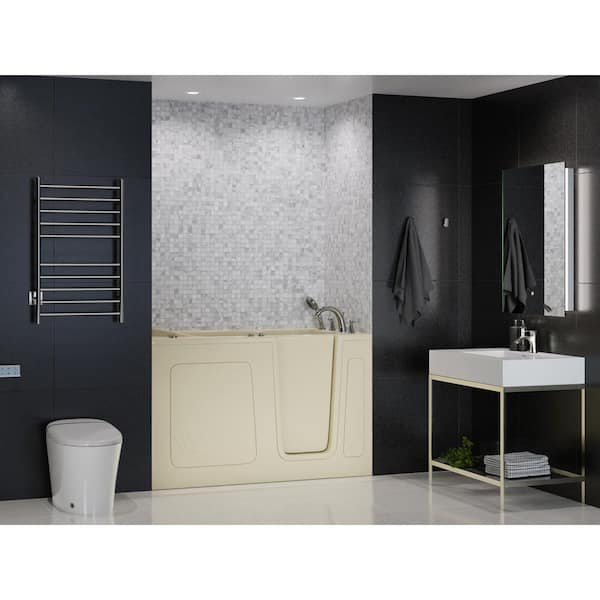 Universal Collection 32 in. L x 60 in. W Right Side Drain Air Jetted Bathtub in Biscuit with Aroma and Chroma Therapy
