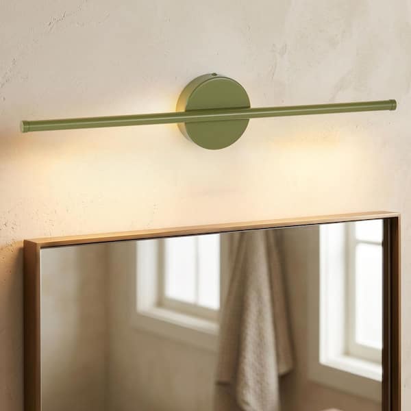 Aidan 23.6-in. 1-Light Modern Green Integrated 3000K Warm White Dimmable LED Linear Bathroom Vanity Wall Sconce