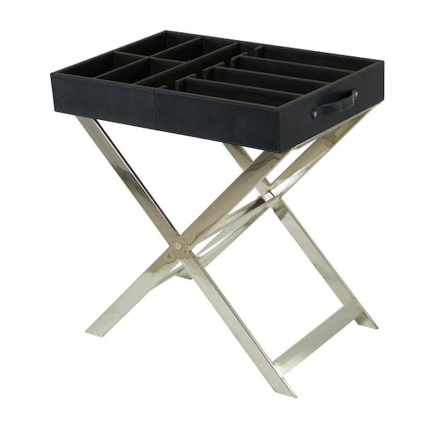 Litton Lane 2-Bottle Black Stainless Steel Modern Wine Holder