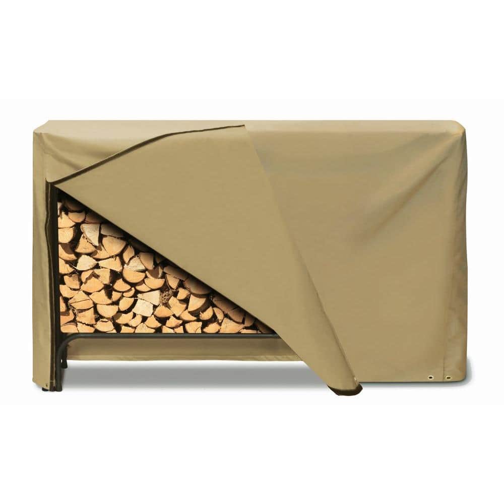 Khaki Heavy Duty Polyester Log Rack Cover with PVC Lining