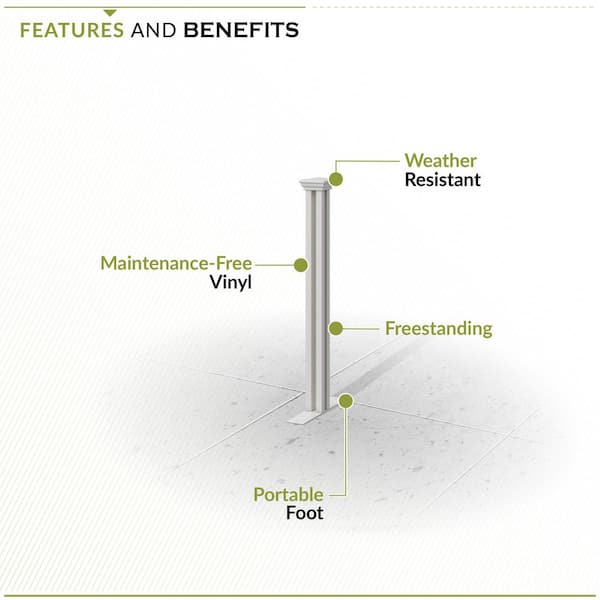 Zippity Outdoor Products White Vinyl Portable Fence Finishing Post