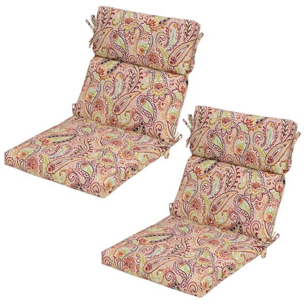 Unbranded Chili Paisley Outdoor Dining Chair Cushion (2-Pack)
