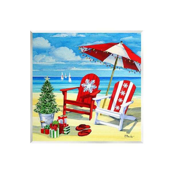 Stupell Industries Coastal Christmas Scene by Paul Brent 1 Piece Unframed Graphic Print Nature Poster Art Print 12 in. x 12 in.