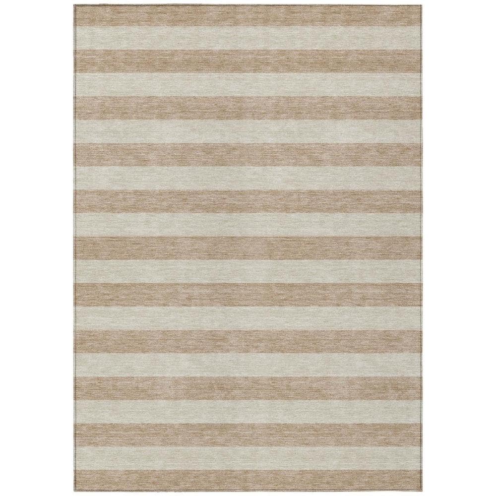 Beige 3 ft. x 5 ft. Woven Striped Polyester Rectangle Indoor/Outdoor Area Rug price history on PriceWatchPro