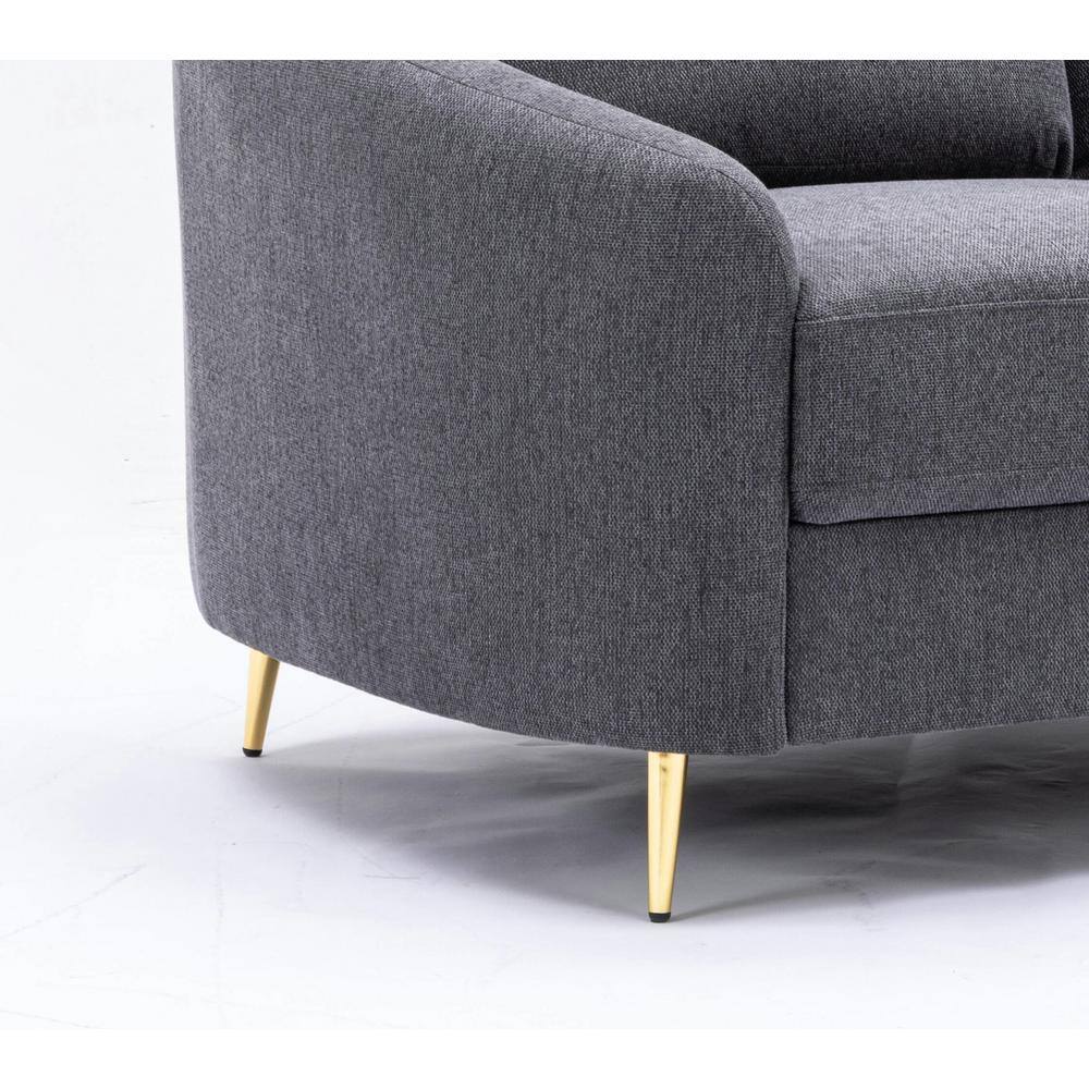 Yuina 60'' Gray Linen Loveseat with Sloped Arms