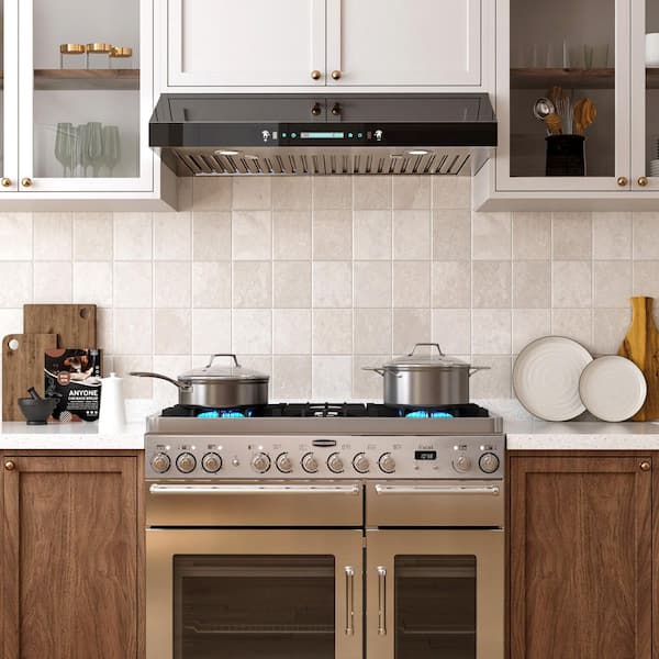 30 in. 900 CFM Ducted Under Cabinet Range Hood in Black Glass with 3-Venting Options, Touch and Gesture Control, Remote