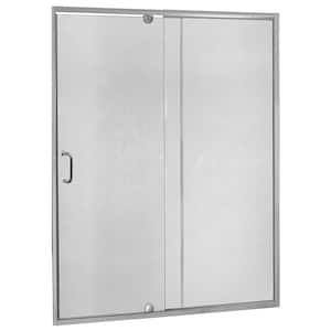 Cove 48 in. W x 69 in. H Semi-Frameless Pivot Shower Door and Fixed Panel in Silver with C-Handle and Knob