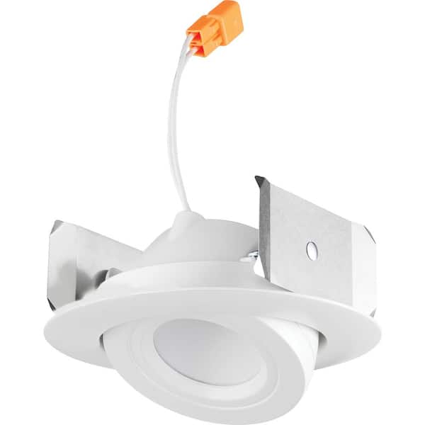 1-pack Contractor Select Basics Series 4 in. 2700K Warm White Integrated 600 Lumen LED Recessed Retrofit Adjustable Trim