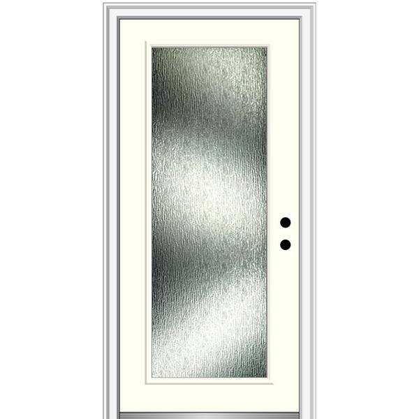 MMI Door 36 in. x 80 in. Left-Hand/Inswing Rain Glass Alabaster Fiberglass Prehung Front Door on 4-9/16 in. Frame