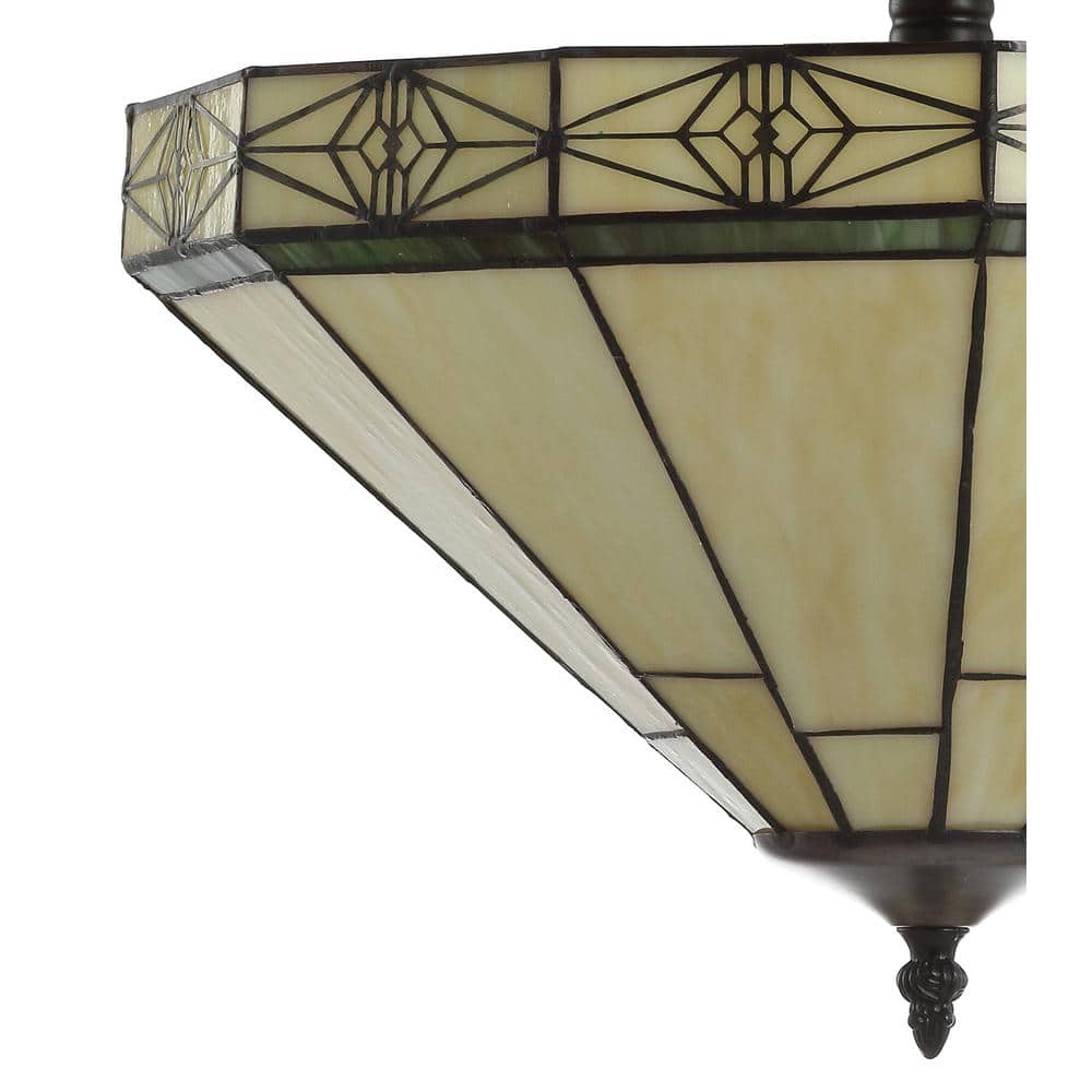 Elegant Tiffany-Style 16" Cream Glass LED Ceiling Light