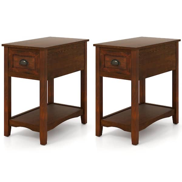 Chairside End Table with Drawer and Open Shelf