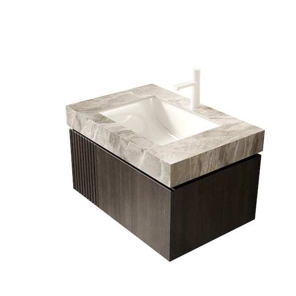 30 in. Undermount Bathroom Sink in Light Gray Sintered Stone
