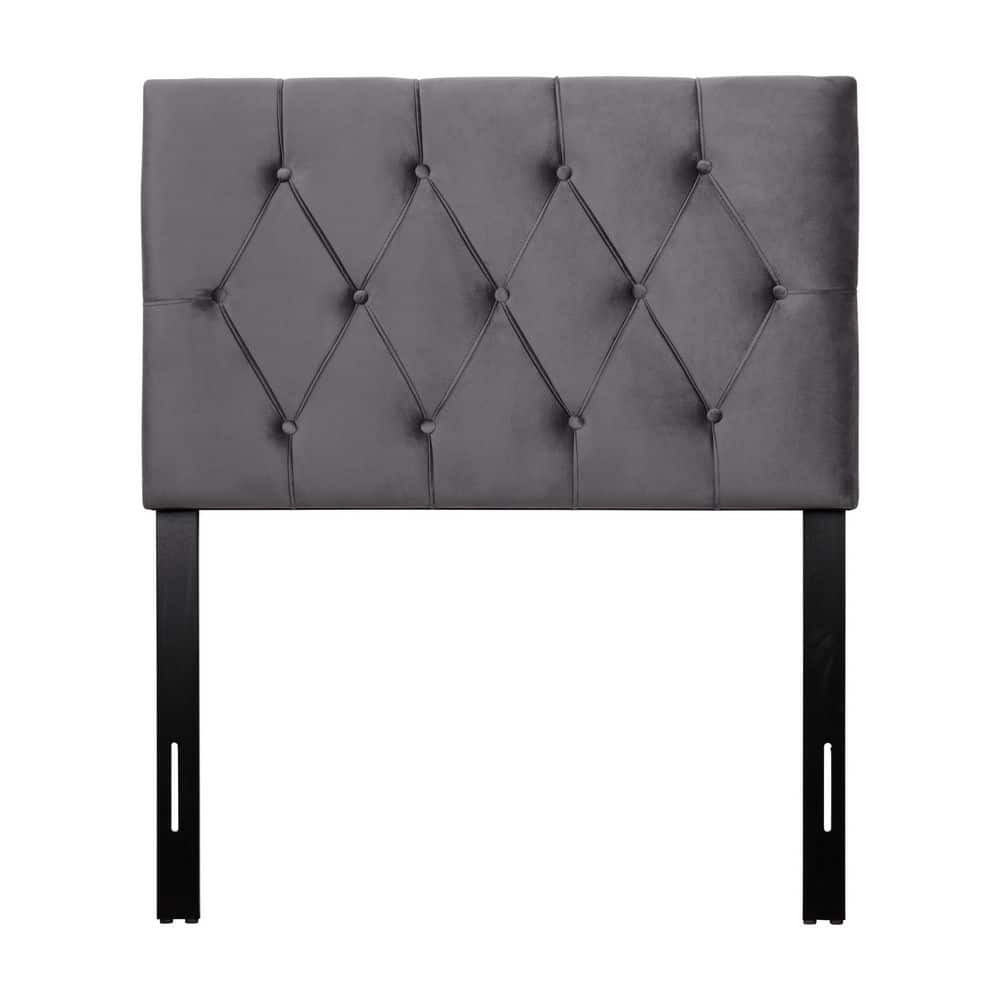 Catalina Twin Dark Gray Velvet Upholstered Tufted Headboard