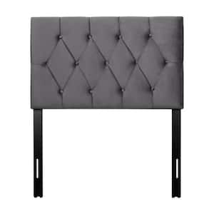 Catalina Adjustable Dark Grey Twin Upholstered Headboard with Diamond Tufting