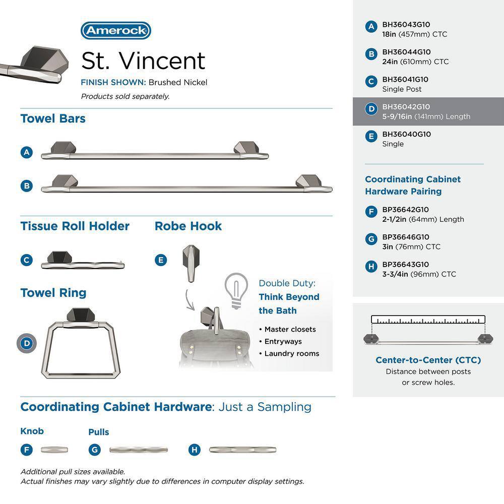 St. Vincent Brushed Nickel Geometric Wall Mounted Towel Ring