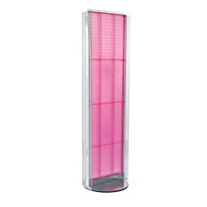 60 in. H x16 in. W Pegboard Floor Display in Pink with C-Channel Sides on a Revolving Base