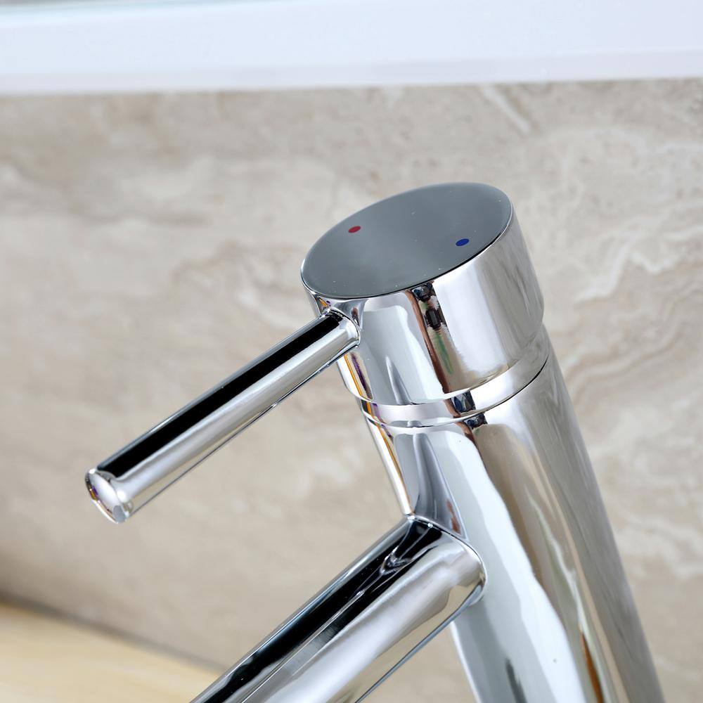Chrome Single Handle Vessel Bathroom Faucet with Drain