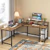 BYBLIGHT Lanita 60 in. L Shaped Desk Rustic Brown Black Engineered Wood  Metal Frame Computer Desk with File Cabinet BB-XK00149-RM - The Home Depot