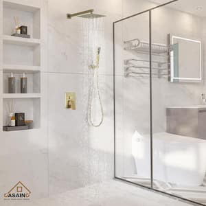 2-Function 10 in.Wall-Mounted Shower System in Brushed Gold