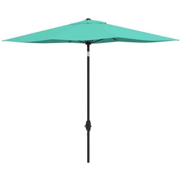 9.5 ft. Rectangular Patio Umbrella with Crank and Tilt-UV 50+, Outdoor Market Umbrella for Deck, Garden, Lawn in Teal