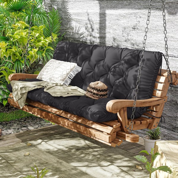 60 in. x 40 in. x 5 in. 2-3 Seater Contoured Replacement Outdoor Porch Swing Cushion with Backrest Bench Cushion Grey