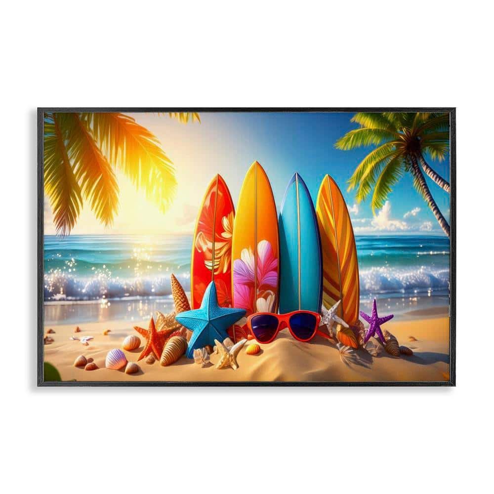 Tropical Surf and Turf by Alina Georgescu Black Framed Coastal Giclee Art Print 16 in. x 24 in.