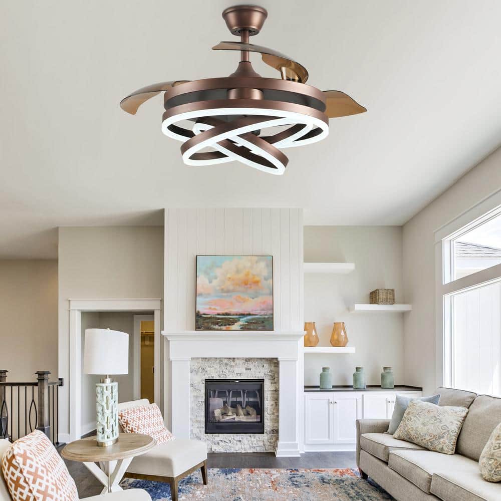 Bayview 42" Brown Brushed Metal LED Ceiling Fan with Remote