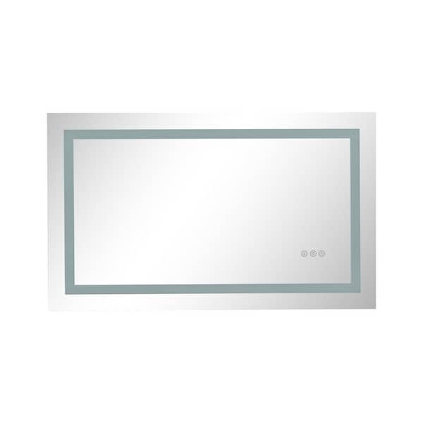 36 in. W x 24 in. H Rectangular Frameless Wall-Mounted Dimmable Defogging LED Bathroom Vanity Mirror Front Dimmer Light