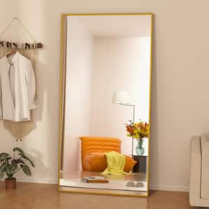 28 in. W x 71 in. H Oversized Rectangle Full Length Mirror Framed Gold Wall Mounted/Standing Mirror large Floor Mirror