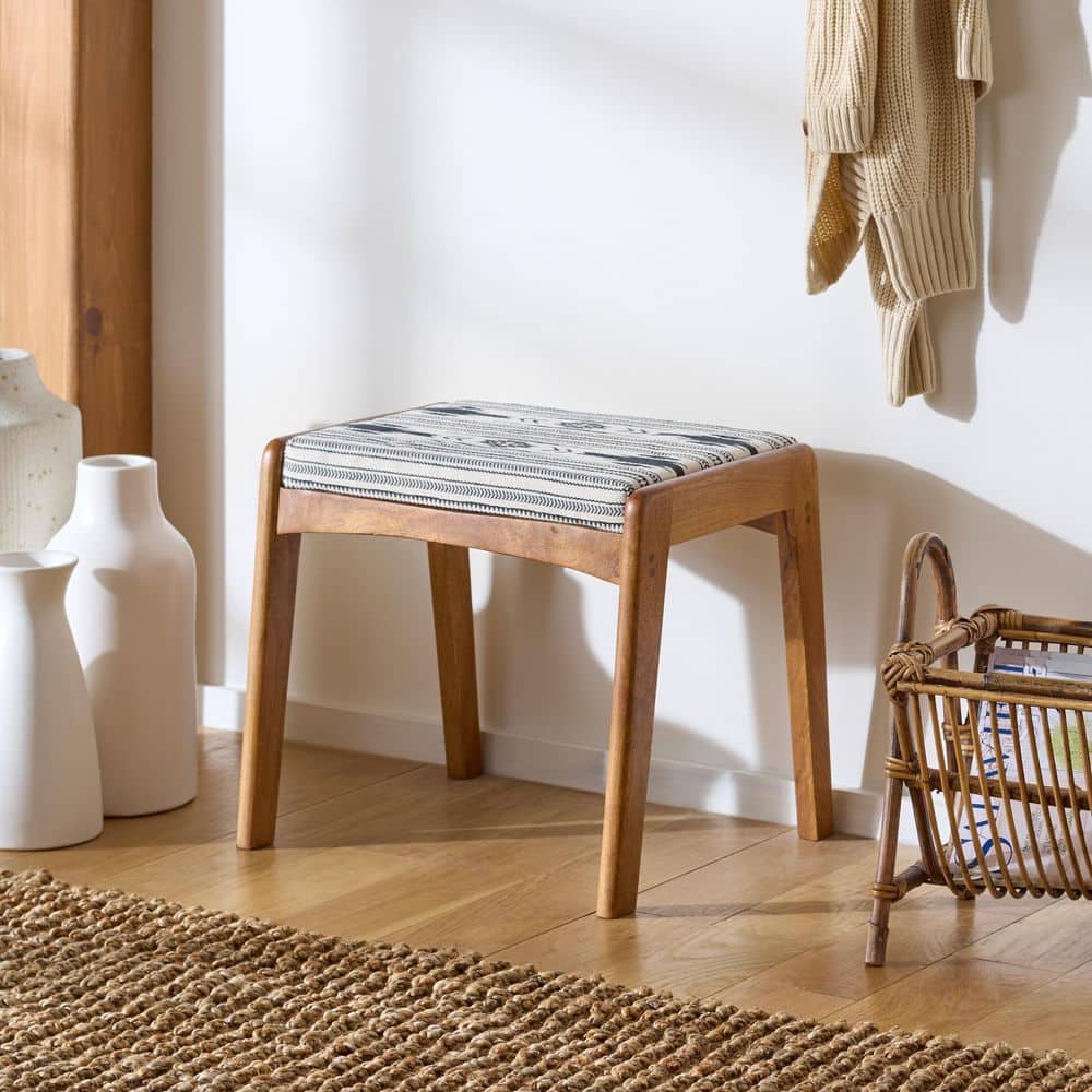 Ute Navy and White/Natural Cotton Rectangle Accent Small Ottoman price history on PriceWatchPro