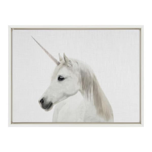 Kate and Laurel Unicorn Color by Tai Prints Framed Animal Canvas Wall Art Print 24.00 in. x 18.00 in.