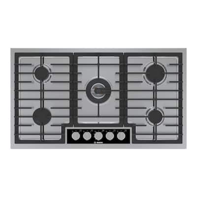 Benchmark Series 36 in. Gas Cooktop in Stainless Steel with 5-Burners including 18,000 BTU Burner
