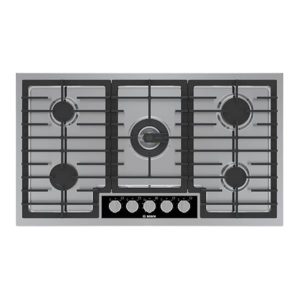 Bosch Benchmark Series 36 in. Gas Cooktop in Stainless Steel with 5-Burners including 18,000 BTU Burner