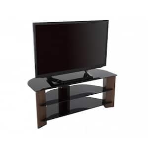 Verano 43 in. Black and Walnut Glass TV Stand Fits TVs Up to 55 in. with Open Storage