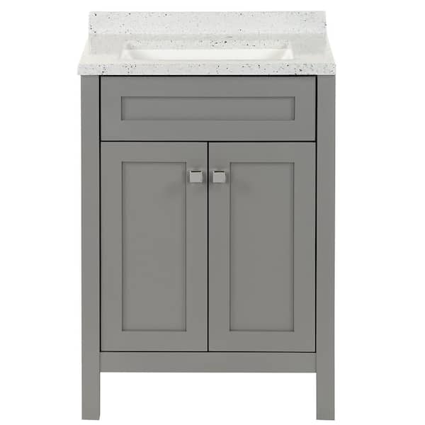 Maywell 25 in. Single Sink Sterling Gray Bath Vanity with Silver Ash Cultured Marble Top (Assembled)