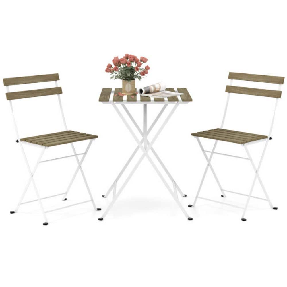 3-Piece Wood Outdoor Bistro Set Patio Folding Chat Set for Garden, Backyard price history on PriceWatchPro