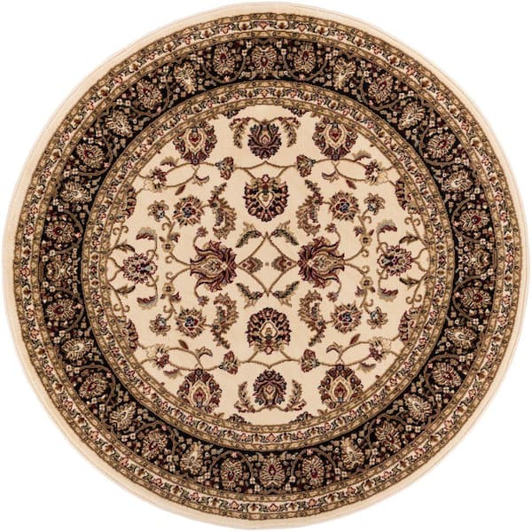 Well Woven Barclay Sarouk Ivory 5 Ft Traditional Floral Round Area Rug 549320 The Home Depot 4068