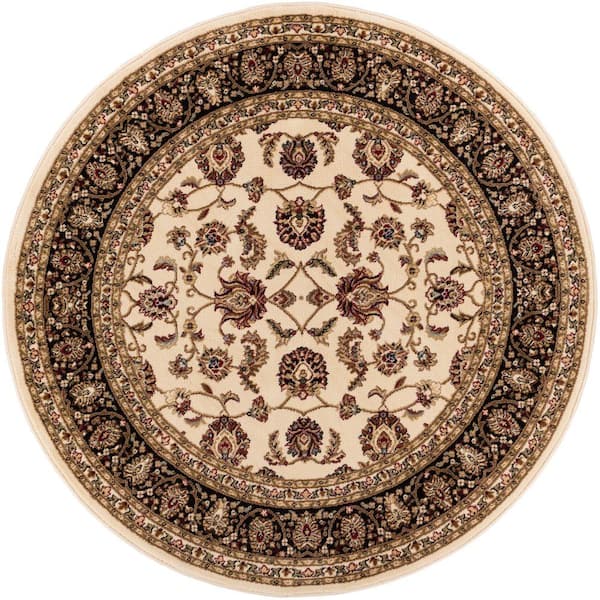 Well Woven Barclay Sarouk Ivory 8 ft. x 8 ft. Round Traditional Floral Area Rug
