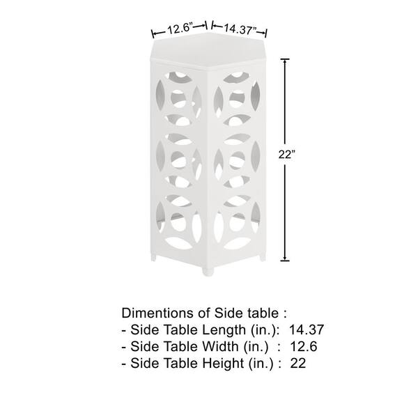 Hampton Bay 22 in. White Hexagonal Metal Patio Outdoor Side