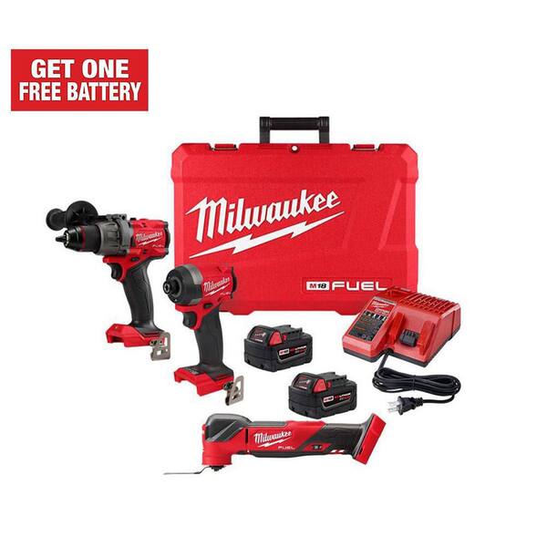 Milwaukee M18 Fuel 18-V Lithium-Ion Brushless Cordless Hammer Drill and Impact Driver Combo Kit (2-Tool) with Multi-Tool