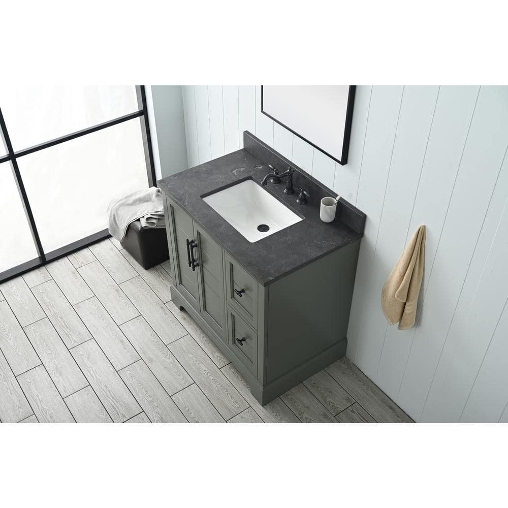Vintage Green 36" Single Sink Bathroom Vanity with Stone Top
