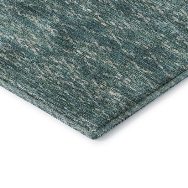 Mayfield Premium Machine Washable Abstract AMF2150 Teal 2 ft. x 7 ft. Runner Rug