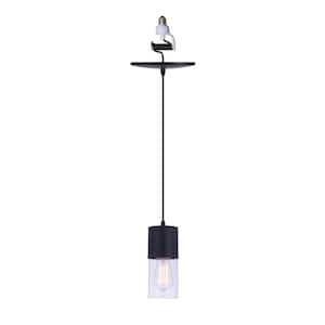 Instant Pendant Light 6 In. Matte Black Recessed Light Conversion Kit with Mini Cylinder Shade
