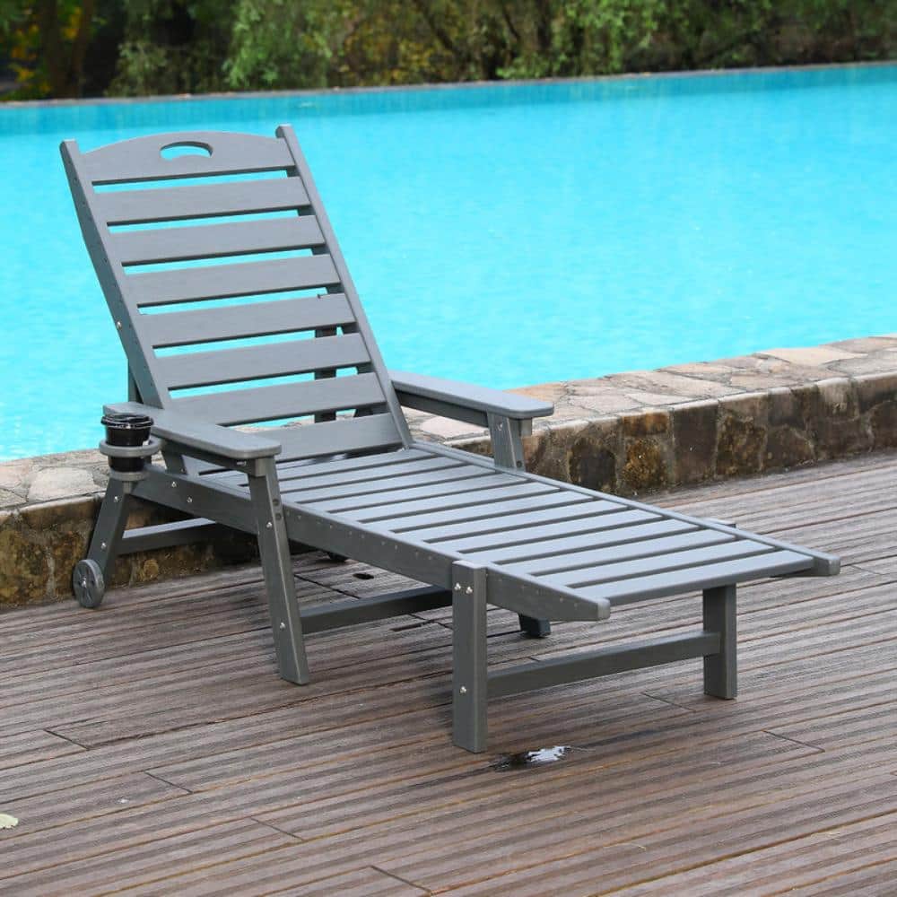 HDPE Outdoor Chaise Lounge Chair, 4-Position Adjustable Backrest, 360 LBS Weight Capacity for Patio Beach price history on PriceWatchPro