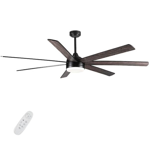 72 in. Indoor Black Ceiling Fan with Integrated LED Lighting, Work with Remote & Voice & APP Control